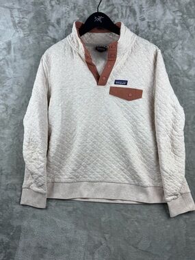 Patagonia Beige Quilted Snap T Pullover Organic Cotton Womens Medium Utility
